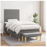  Box spring postelja z vzmetnico temno siva 90x200 cm blago | Shoptok.si