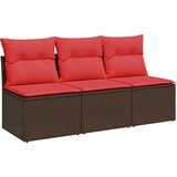  Vrtna sofa s jastucima za 3 osobe, smeđa, poliratan | shoptok.hr