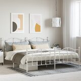 Maison Chic Kovinski Posteljni okvir - Dvoposteljna postelja - Zakonska postelja z vzglavjem in vznožjem bel 193x203 cm, (21697170) | Shoptok.si