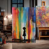  Slika RAINBOW SILHOUETTE na platnu | Poslikana struktura | Shoptok.si