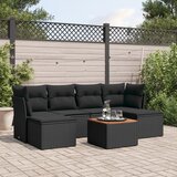  7-dijelni set vrtnih sofa od poliratana s jastucima crni | shoptok.hr