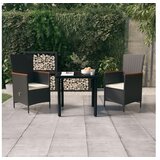  3-dijelni vrtni blagovaonski set s jastucima crni | shoptok.hr