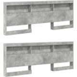  Krevetna polica s policom 2 pcs Beton siva 180 x 200 cm Beton | shoptok.hr