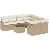 vidaXL 9-dijelni set vrtnih sofa s jastučićima Bež Poli Ratan, dvosjedna vrtna sofa s jastučićima Bež Poli Ratan Cijene