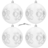  Set Božićnih kuglica bijele i srebrne boje, 10 cm - 4 komada | shoptok.hr