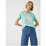 Koton T-Shirt - Turquoise - Regular fit