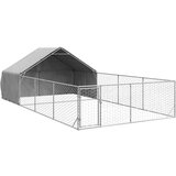 vidaXL Zunanji pasji boks z izpustom 7x3x1,9 m pocinkano jeklo | Shoptok.si