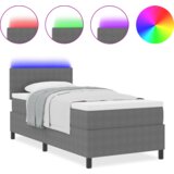 vidaXL Krevet s Podnicom s Madracem & LED Svjetlom Sivi 90x200 cm Baršunasta Tkanina | shoptok.hr