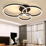 Nettlife Nastavljiva črna LED stropna svetilka, 82 cm, z daljinskim upravljalnikom, 74 W, dizajn s 3 akrilnimi obroči, (22111157) | Shoptok.si