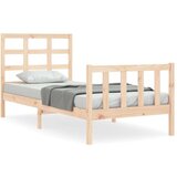  Posteljni okvir z vzglavjem 100x200 cm trden les | Shoptok.si