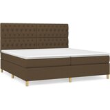  Krevet s oprugama i madracem tamnosmeđi 200x200 cm od tkanine | shoptok.hr