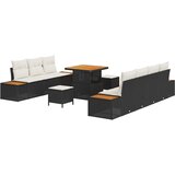 vidaXL Vrtna sedežna garnitura 10 pcs Črna poli ratan, (5000154340) | Shoptok.si