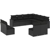  The Living Store Vrtna sedežna garnitura 11-delna z blazinami črn poli ratan - Vrtna Sedežna Garniture, (21447690) | Shoptok.si