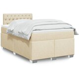 vidaXL Box spring postelja z vzmetnico krem 120x200 cm blago | Shoptok.si