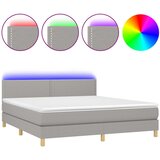 Krevet box spring s madracem LED svjetlosivi 180x200 cm tkanina | Eponuda.com