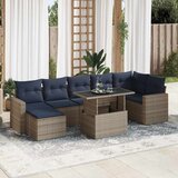 vidaXL 7-dijelni set vrtnih sofa poliratan i bagrem s jastucima sivi | shoptok.hr