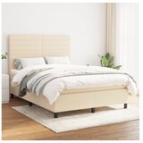 vidaXL Box spring postelja z vzmetnico krem 140x190 cm blago | Shoptok.si