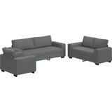  3-dijelni set sofa s jastucima, tamno siva tkanina | shoptok.hr