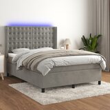 The Living Store Box spring postelja z vzmetnico LED sv. siva 140x190 cm žamet - Box Spring Postelja, (21488952) Cene