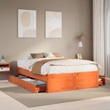 Maison Chic Posteljni okvir - Dvoposteljna postelja - Zakonska postelja brez vzmetnice s predali 140x190 cm borovina-J12360, (21769205) | Shoptok.si