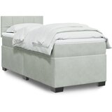 vidaXL Box spring postelja z vzmetnico svetlo siva 90x200 cm žamet | Shoptok.si