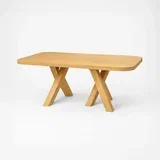 masivni sto hrast sa x nogama 1400 x 750 x 750 mm prirodna boja hrasta