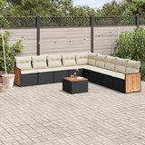  10-dijelni set vrtnih sofa s jastucima crni od poliratana Cijene