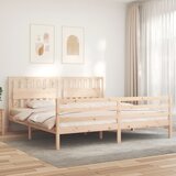 vidaXL Posteljni okvir z vzglavjem 200x200 cm trden les Cene