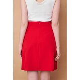 Dewberry 60086 Knee Length Bell Skirt-RED Cene