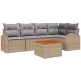 vidaXL 6 Dijelni Vrtni Sofa Set s Jastucima Bež Poli Ratan Akacija, 2-Sjedališni Vrtni Sofa s Skladištem & Jastucima Bež Poli Ratan Cijene