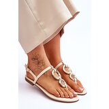 Boto Leather Flat Heel Flip Flops Beige Keep Going | shoptok.hr