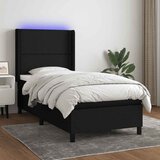  Krevet box spring s madracem LED crni 90x200 cm od tkanine | shoptok.hr