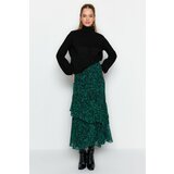 Trendyol Green Animal Patterned Woven Skirt With Lining Cene