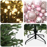  Umjetno božićno drvce s kuglicom 210 cm 300 LED lampica - 210 cm s LED-ima i ružičastim lopticama | shoptok.hr