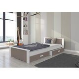ADRK Enojna postelja ALDEX z dvema predaloma 200x90 cm - BELA-HRAST TARTUF | Shoptok.si