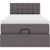 vidaXL Otomanski posteljni okvir z vzmetnico siv 90x200 cm um. usnje | Shoptok.si