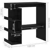 vidaXL Barska miza s policami črna 100x50x101,5 cm iverna plošča | Shoptok.si
