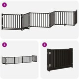 vidaXL Ograda za pse z vrati zložljiva 6 panelov črna 480 cm les | Shoptok.si