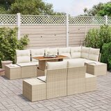  9-delna vrtna sofa garnitura s blazinami Bež Poli ratan | Shoptok.si