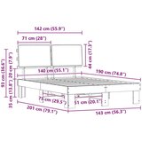 vidaXL Krevetni okvir s tapiciranim uzglavljem Crna 140 x 190 cm | shoptok.hr