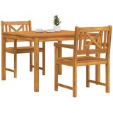  Vrtni set za objed 3 kom. Smeđa Čvrsto drvo akacije 110 x 110 x 74 cm | Shoptok.si