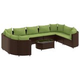  10-dijelni set vrtnih sofa od poliratana s jastucima smeđi | shoptok.hr