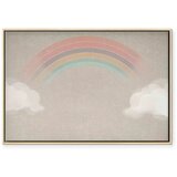  Slika - Rainy June - Colorful Rainbow Emerging from Clouds on a Bright Background 90x60 U prirodnom drvenom okviru | shoptok.hr