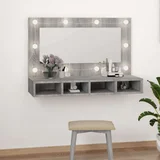 omarica z ogledalom in led lučkami siva sonoma 90x31,5x62 cm, (20716825)