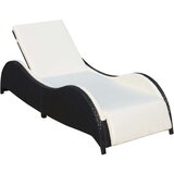 Poli Ležalnik z blazino poli ratan črn | Shoptok.si