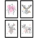 Wallity Plakati v kompletu 4 ks z okvirjem 24x29 cm Geometric Animals – Wallity Cene