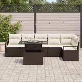  7-delni set vrtne sofe z blazinami Rjava Poli Rattan, 2-sedežni kavč za vrt z blazinami Rjava Poli Rattan, (22091296) | Shoptok.si