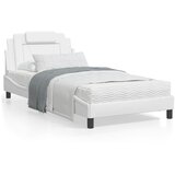 vidaXL Posteljni okvir z LED lučkami bel 100x200 cm umetno usnje Cene