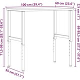 vidaXL Radni stol 100x60x(71,5-98) cm od masivne bukovine pravokutni | shoptok.hr