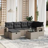 Maison Chic Seti vrtnega pohištva - Vrtna garnitura - Vrtni pohištvo set 7-delna z blazinami siv poli ratan, (21802528) | Shoptok.si